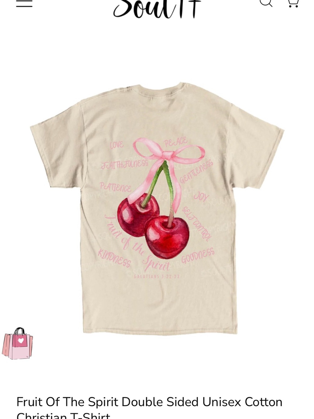 Fruit of the Spirit Soultt Christian Cherry Graphic Tee XL